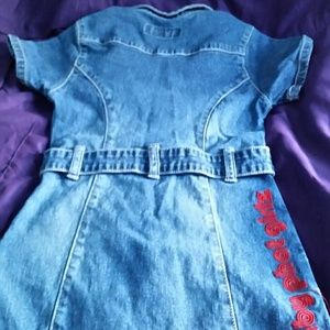 Little girls Baby Phat Jean dress with red